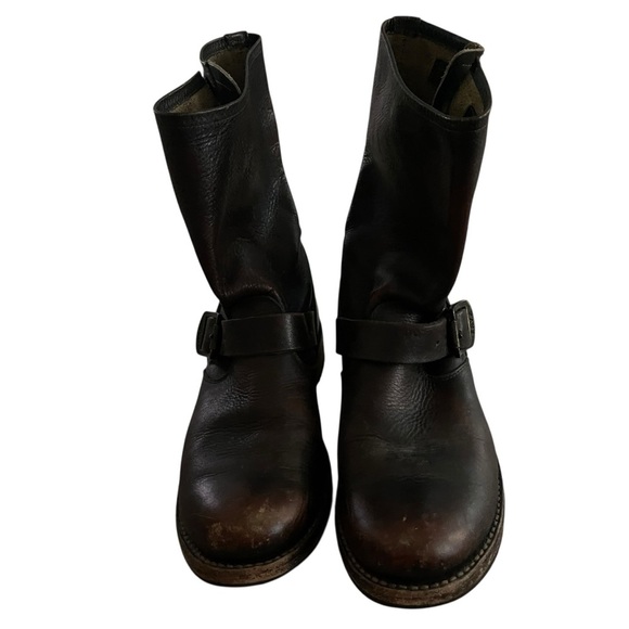 Frye Veronica Slouch Boots Boho Grunge Moto Buckle Leather Women Size 8 - Picture 7 of 9